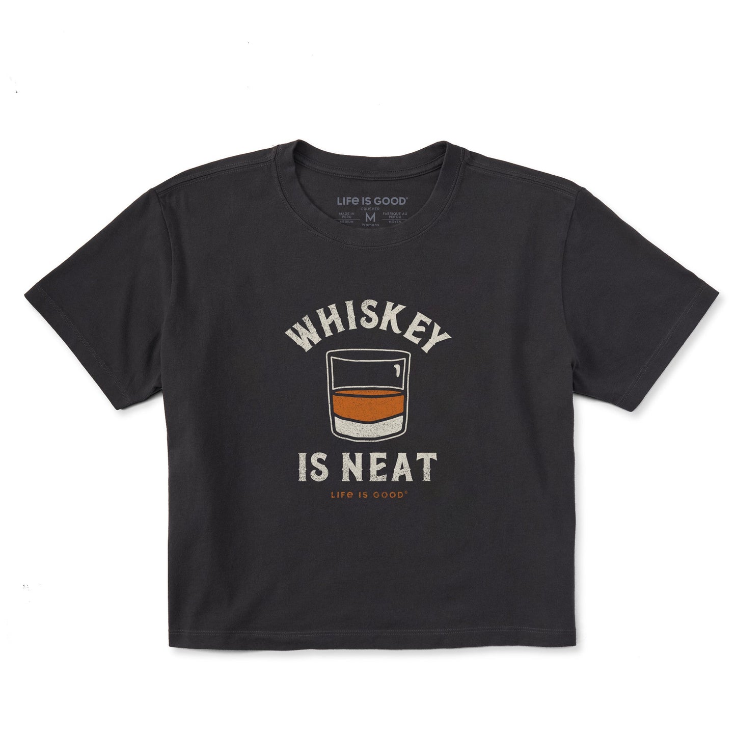Women's Whiskey is Neat Short Sleeve Crusher Boxy Tee