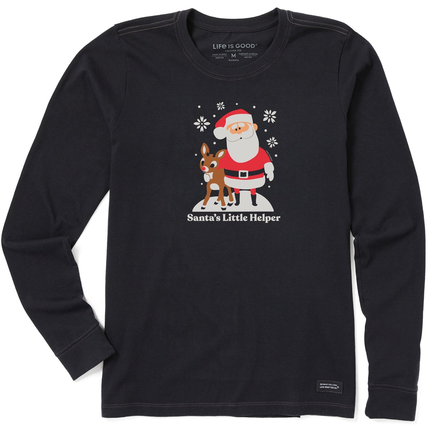 Women's Santa's Little Helper Rudolph Long Sleeve Crusher Tee