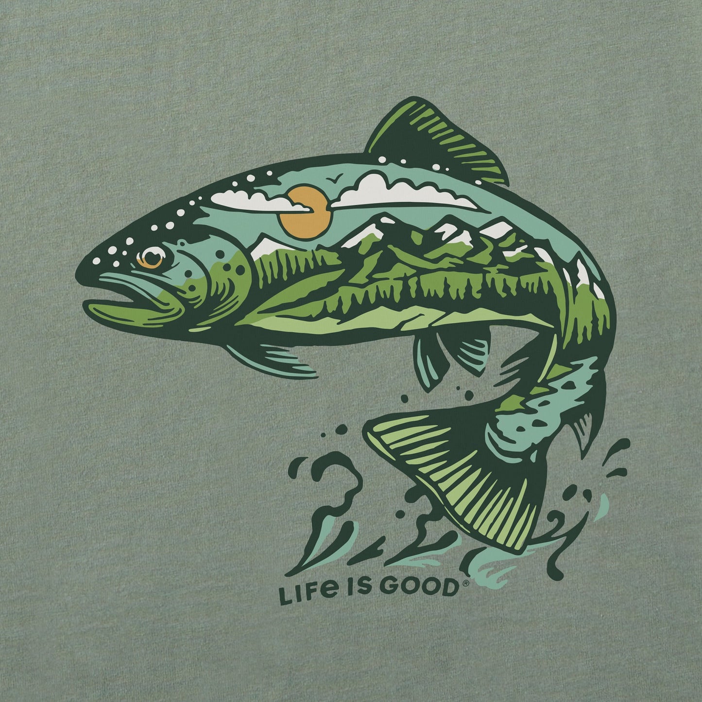 Men's Jumping Fishscape Long Sleeve Crusher Tee