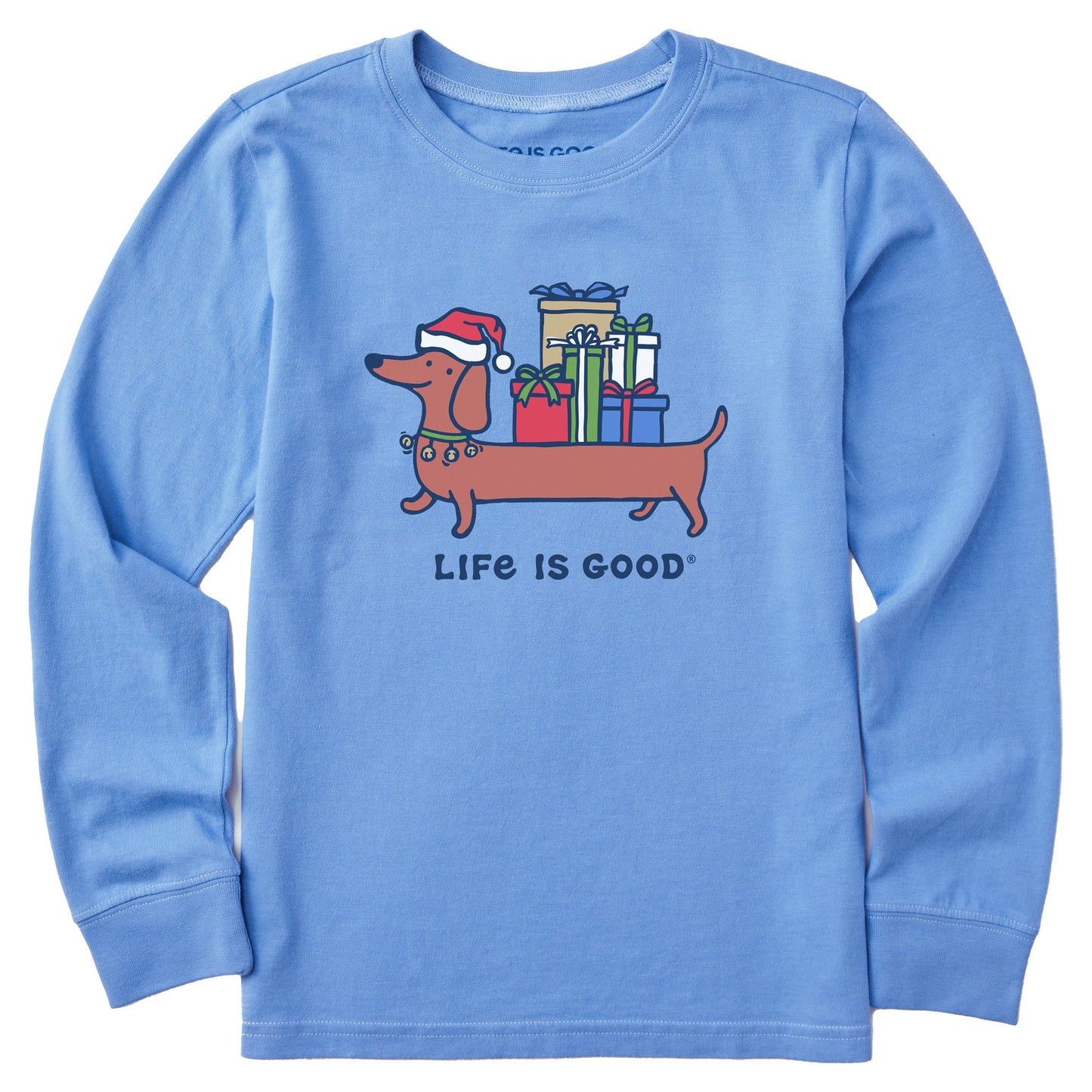 Kids Christmas Dachshund Long Sleeve Crusher Tee