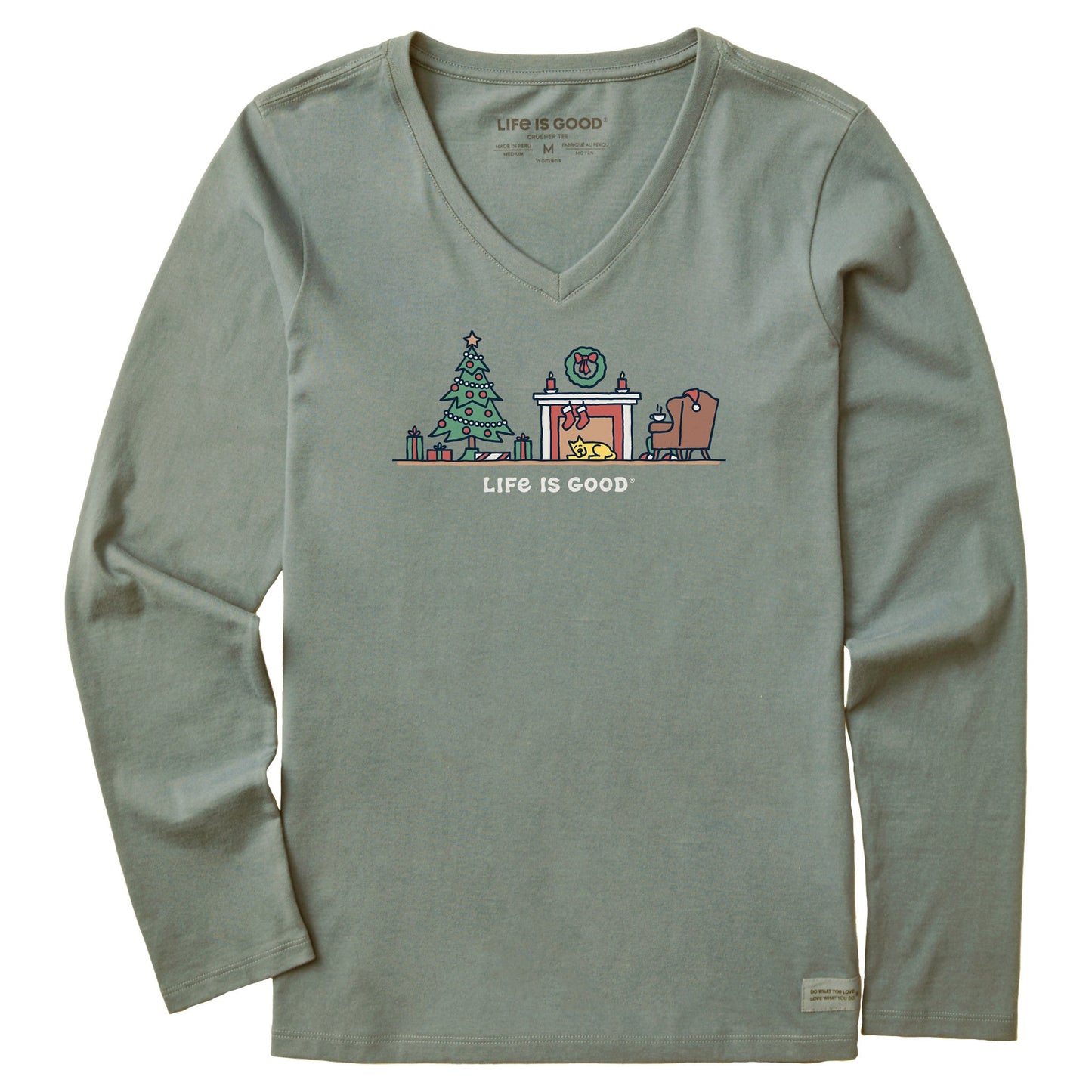 Women's Christmas Morning Vista Long Sleeve Crusher Vee