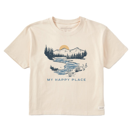 Women's My Happy Place River Short Sleeve Crusher Boxy Tee
