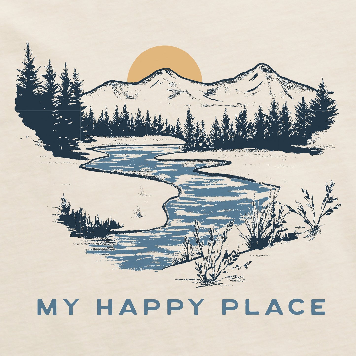 Women's My Happy Place River Short Sleeve Crusher Boxy Tee