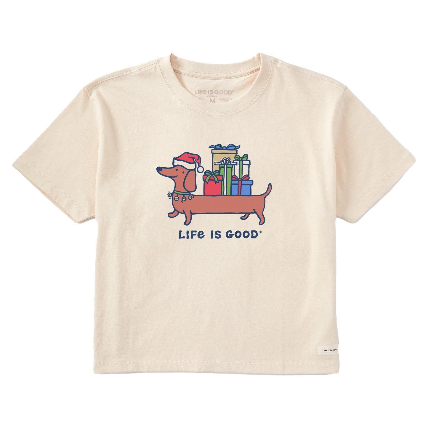 Women's Christmas Dachshund Short Sleeve Crusher Boxy Tee