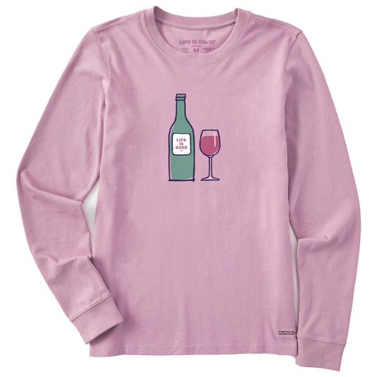 Women's Wine Life is Good Long Sleeve Crusher Tee