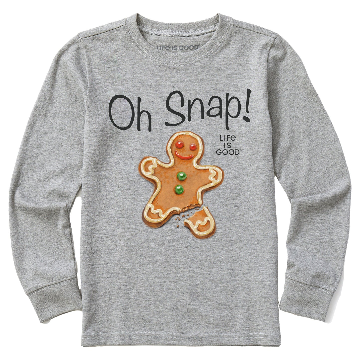 Kids Oh Snap Gingerbread Man Long Sleeve Crusher Tee