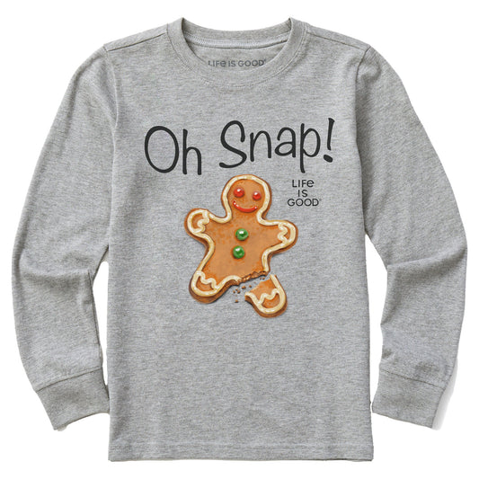 Kids Oh Snap Gingerbread Man Long Sleeve Crusher Tee