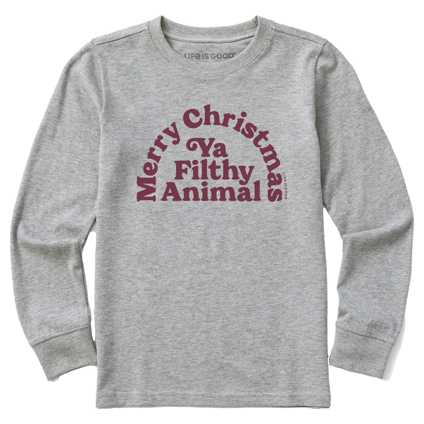 Kids Merry Christmas Ya Filthy Animal Long Sleeve Crusher Tee
