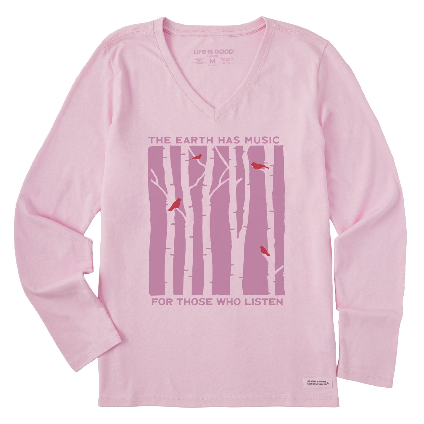 Women's The Earth Has Music and Trees Long Sleeve Crusher Vee