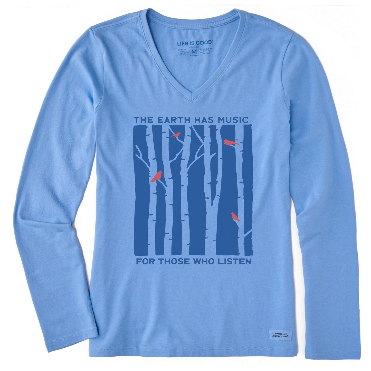Women's The Earth Has Music and Trees Long Sleeve Crusher Vee