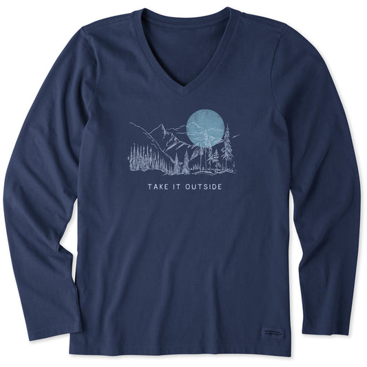 Women's Take it Outside Sketch Mountain Long Sleeve Crusher Vee