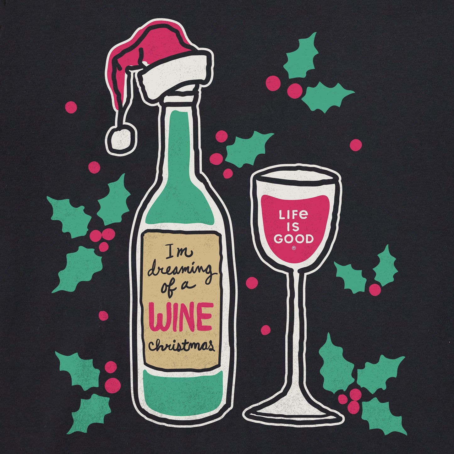 Women's Dreaming of a Wine Christmas Long Sleeve Crusher Tee