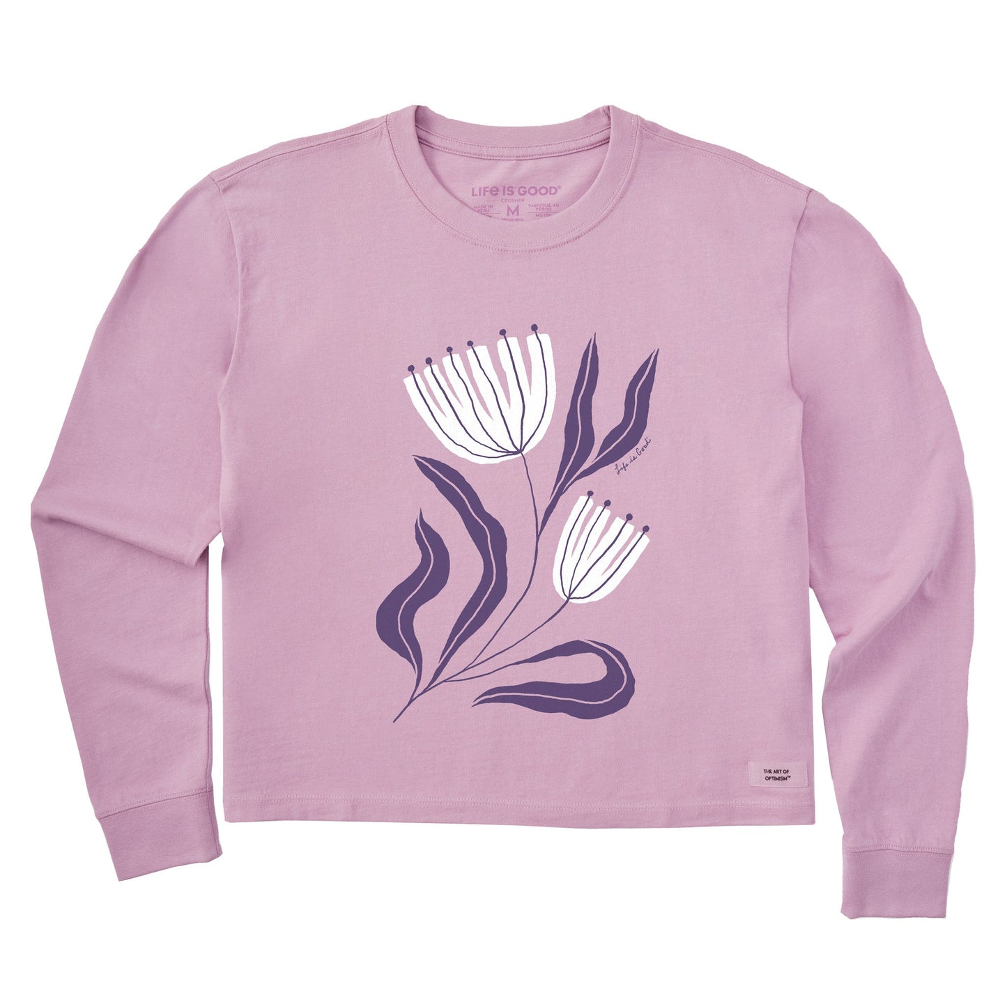 Women's Rustic Flowers Long Sleeve Crusher Boxy Tee