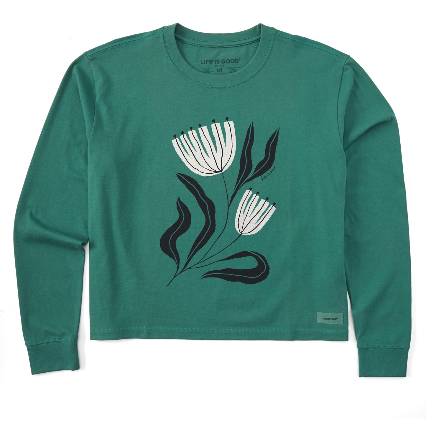 Women's Rustic Flowers Long Sleeve Crusher Boxy Tee