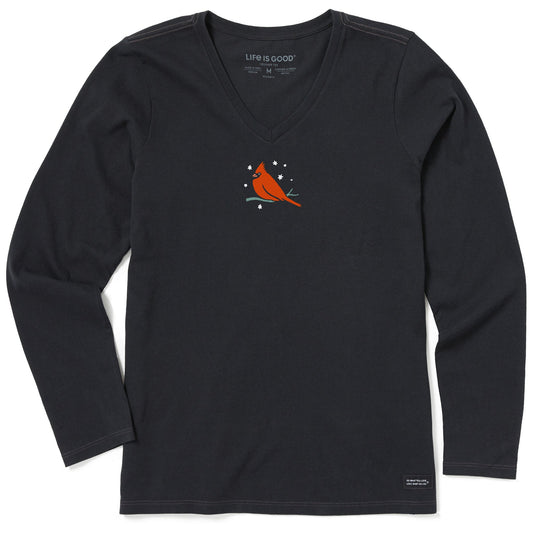 Women's Winter Cardinal Perch Long Sleeve Crusher Vee