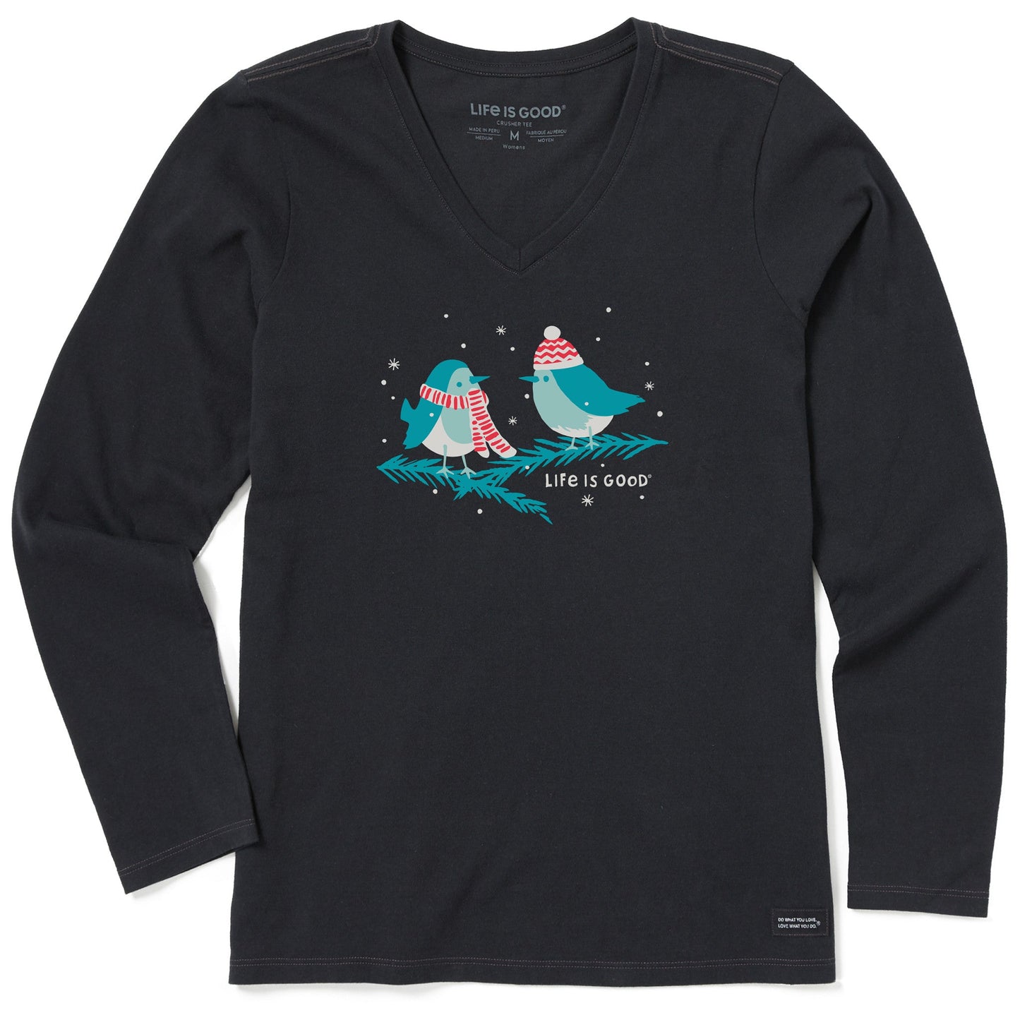 Women's Cozy Birds Long Sleeve Crusher Vee