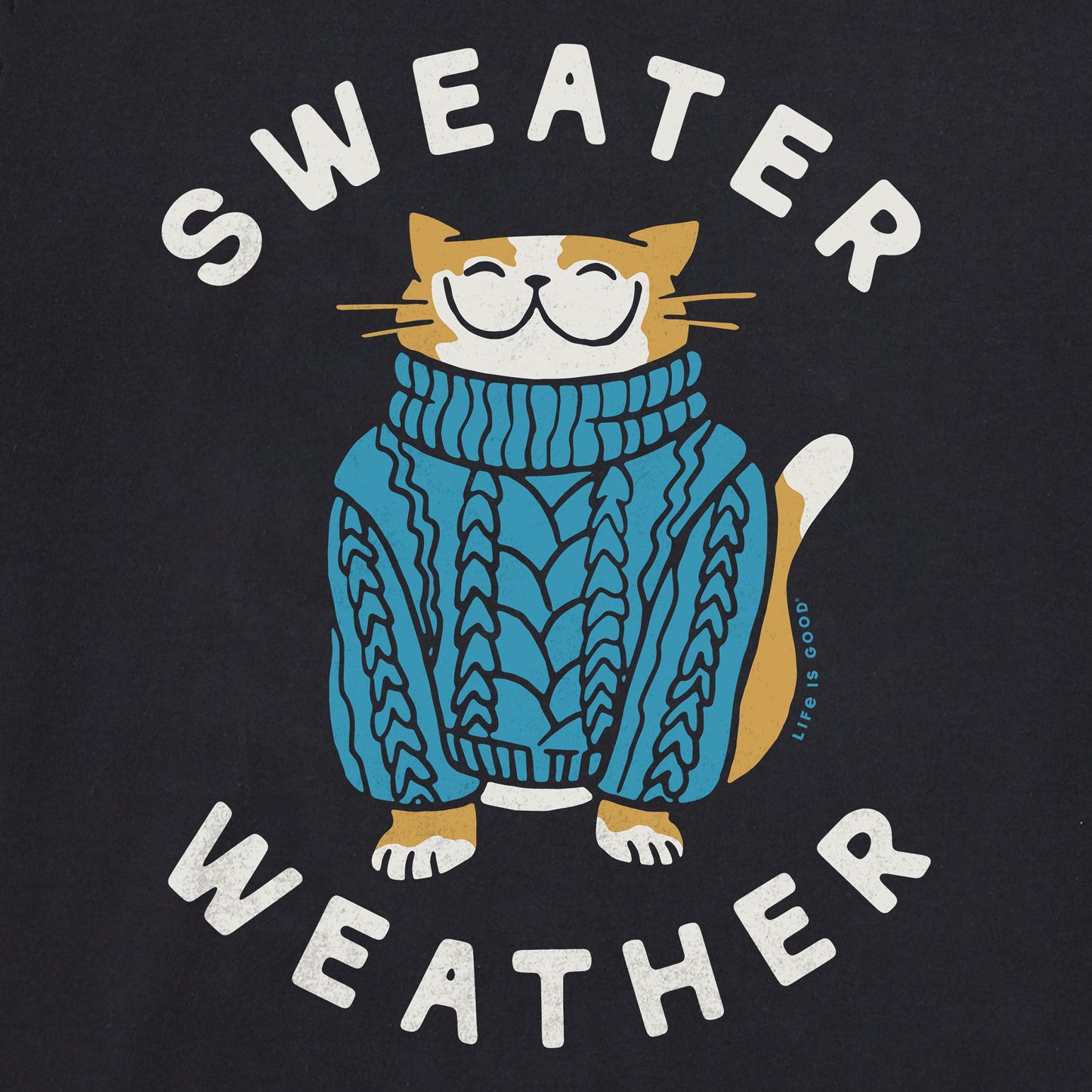 Women's Sweater Weather Cat Long Sleeve Crusher Tee