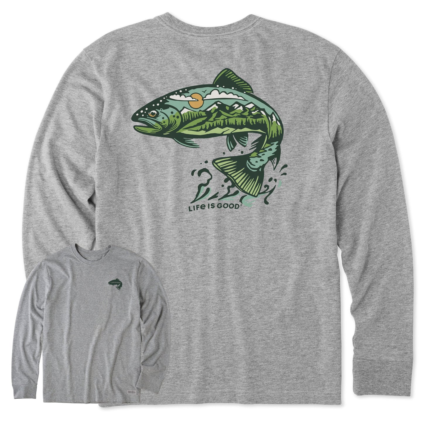 Men's Jumping Fishscape Long Sleeve Crusher Tee