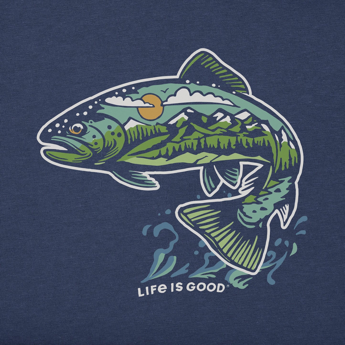 Men's Jumping Fishscape Long Sleeve Crusher Tee