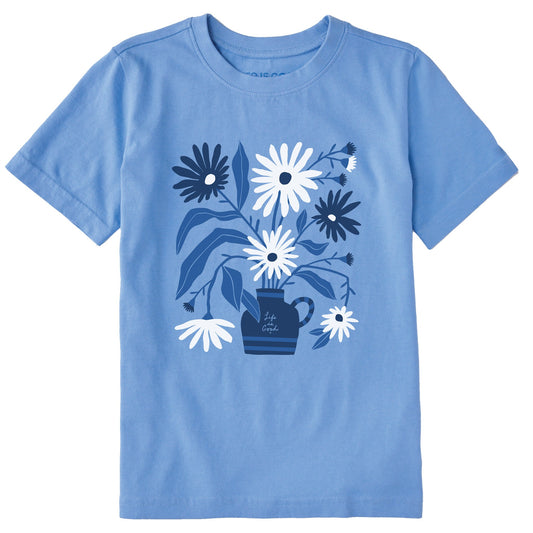 Kids Blue Daisies Short Sleeve Crusher Tee