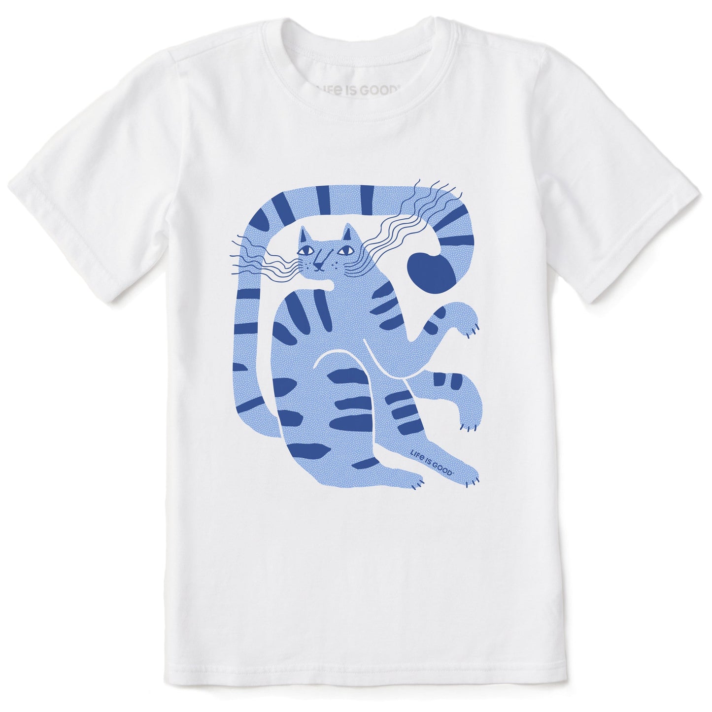 Kids Blue Cat Short Sleeve Crusher Tee
