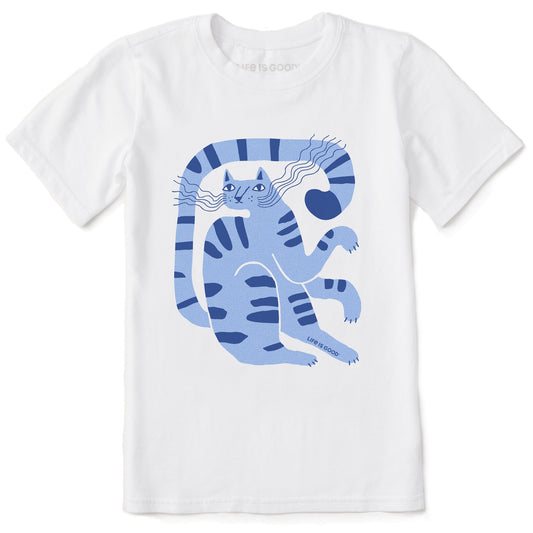 Kids Blue Cat Short Sleeve Crusher Tee