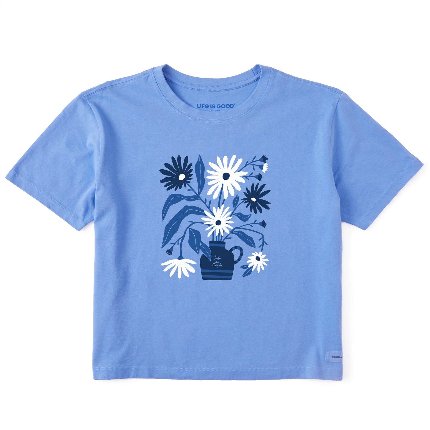 Women's Blue Daisies Short Sleeve Crusher Boxy Tee