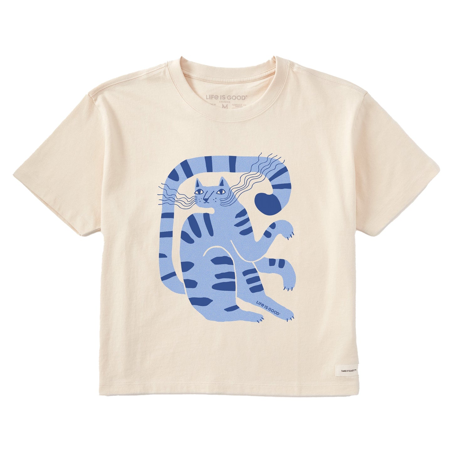 Women's Blue Cat Short Sleeve Crusher Boxy Tee