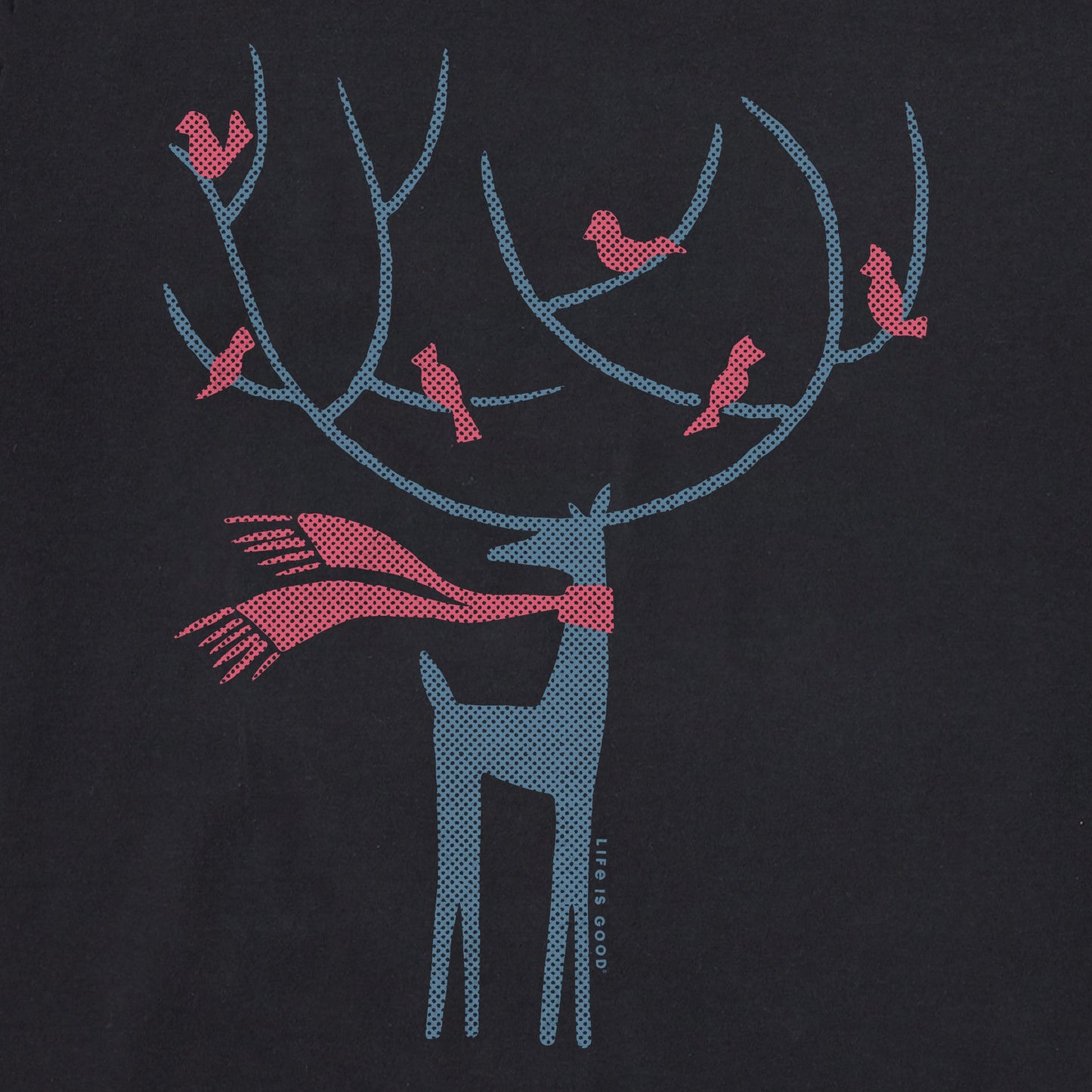 Women's Reindeer Birds Long Sleeve Crusher Tee