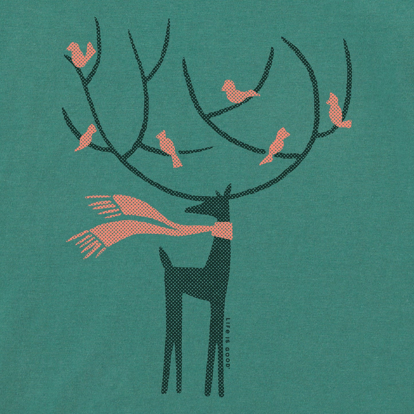 Women's Reindeer Birds Short Sleeve Crusher Tee