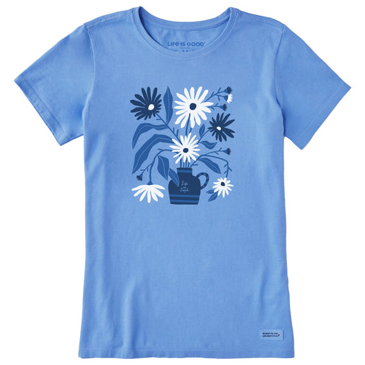 Women's Blue Daisies Short Sleeve Crusher Tee
