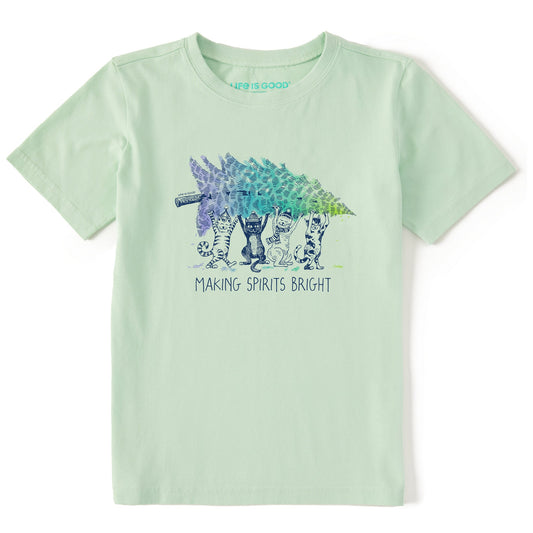 Kids Make Spirits Bright Cats Short Sleeve Crusher Tee