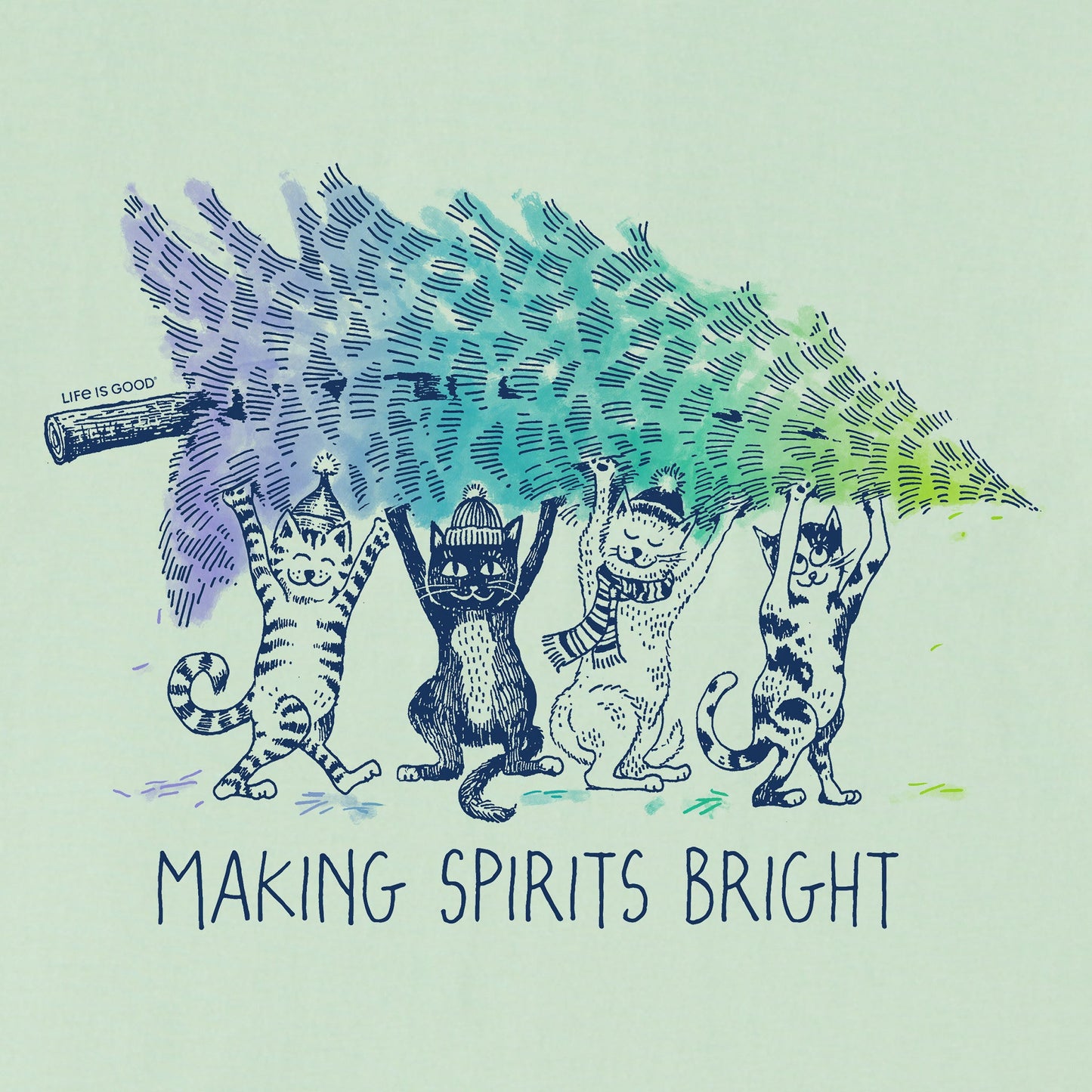 Kids Make Spirits Bright Cats Short Sleeve Crusher Tee