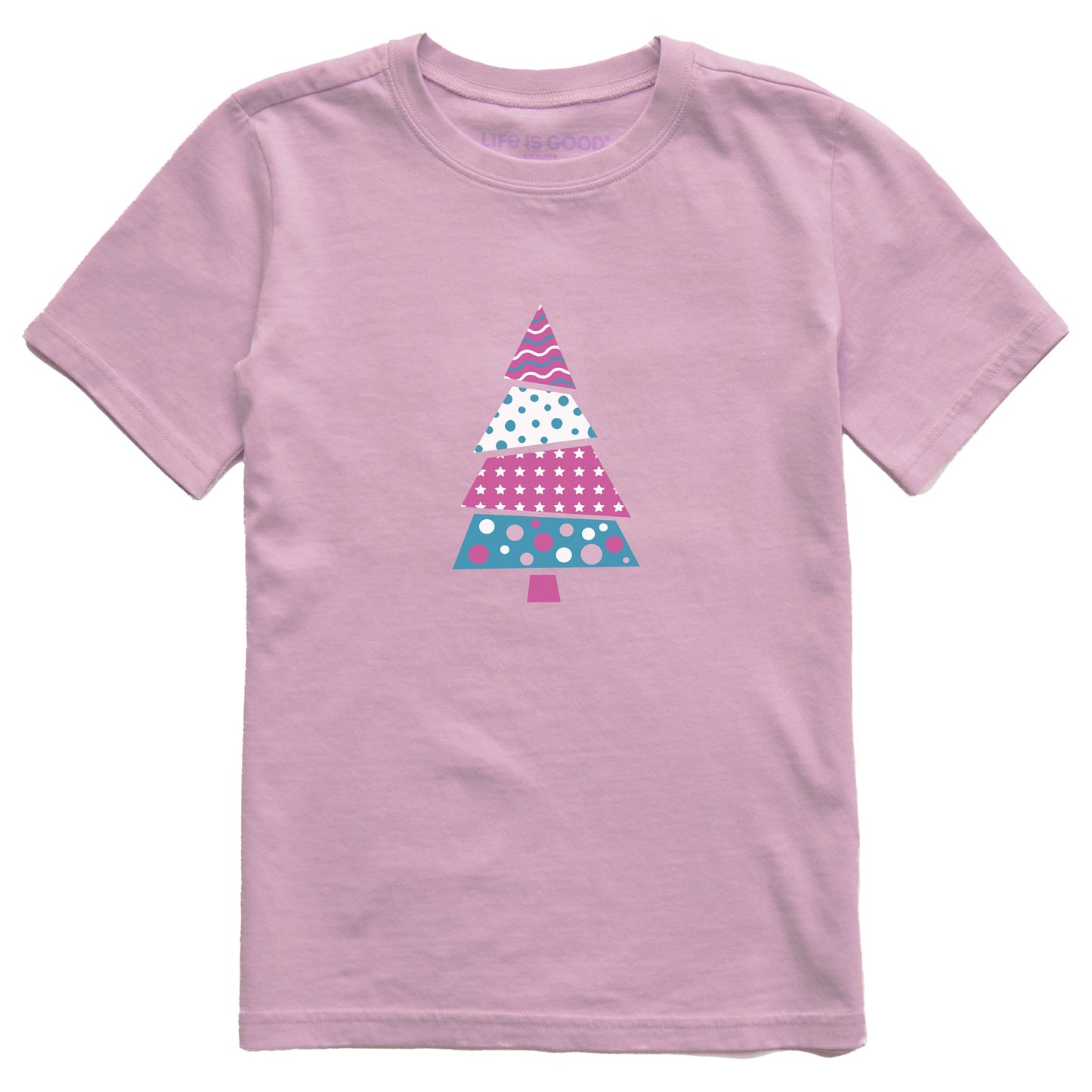 Kids Patchwork Christmas Tree Short Sleeve Crusher Tee