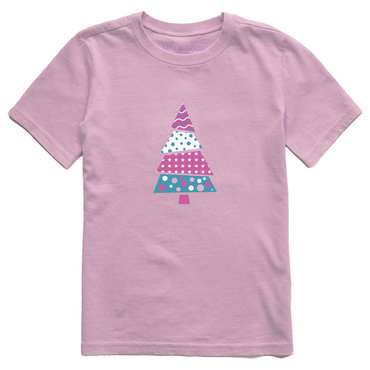Kids Patchwork Christmas Tree Short Sleeve Crusher Tee