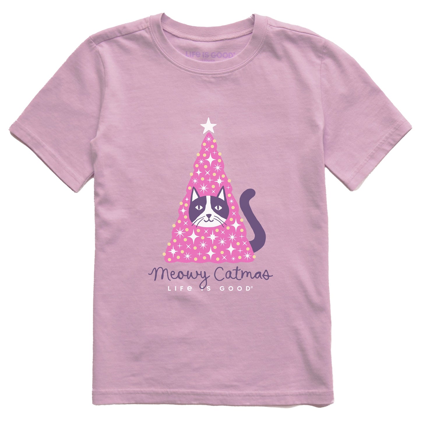 Kids Meowy Catmas Tree Short Sleeve Crusher Tee