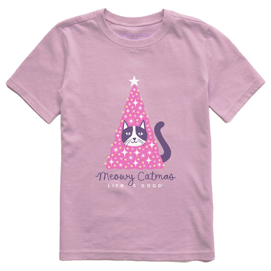 Kids Meowy Catmas Tree Short Sleeve Crusher Tee