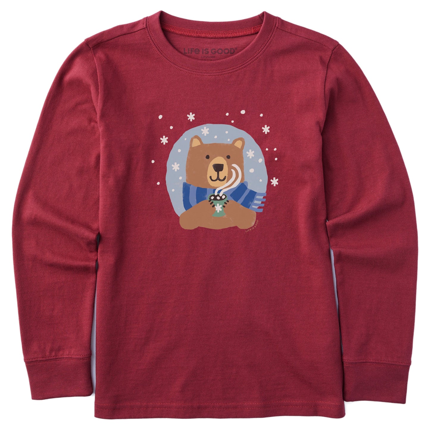 Kids Cocoa Bear Long Sleeve Crusher Tee
