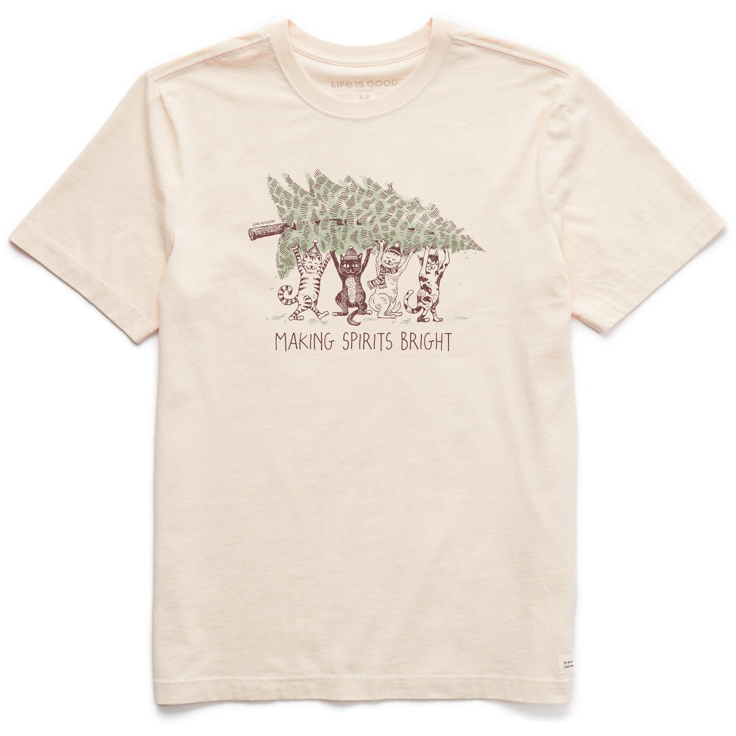 Men's Make Spirits Bright Cats Short Sleeve Crusher Tee
