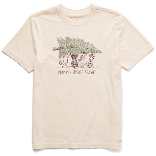 Men's Make Spirits Bright Cats Short Sleeve Crusher Tee