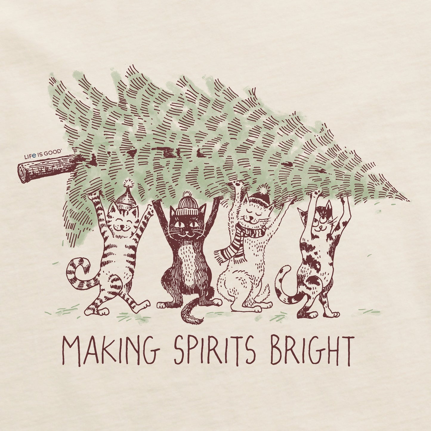 Men's Make Spirits Bright Cats Short Sleeve Crusher Tee