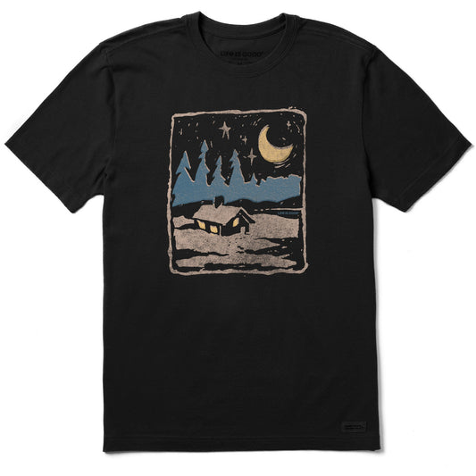 Men's Snowy Moon Cabin Short Sleeve Crusher Tee
