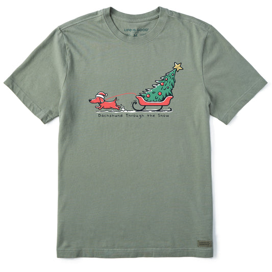 Men's Little Dachshund Through the Snow Short Sleeve Crusher Tee