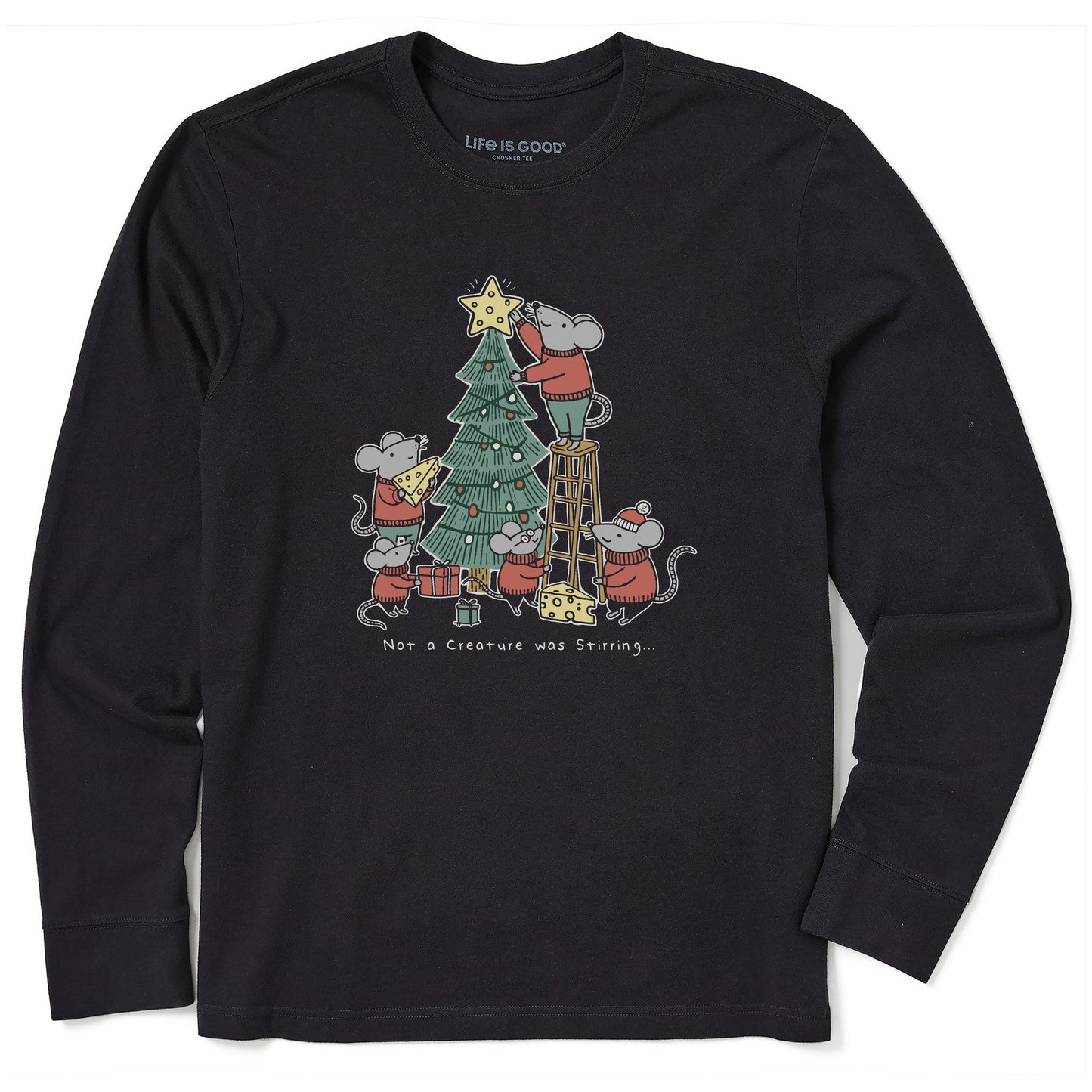 Men's Not a Creature was Stirring Long Sleeve Crusher Tee