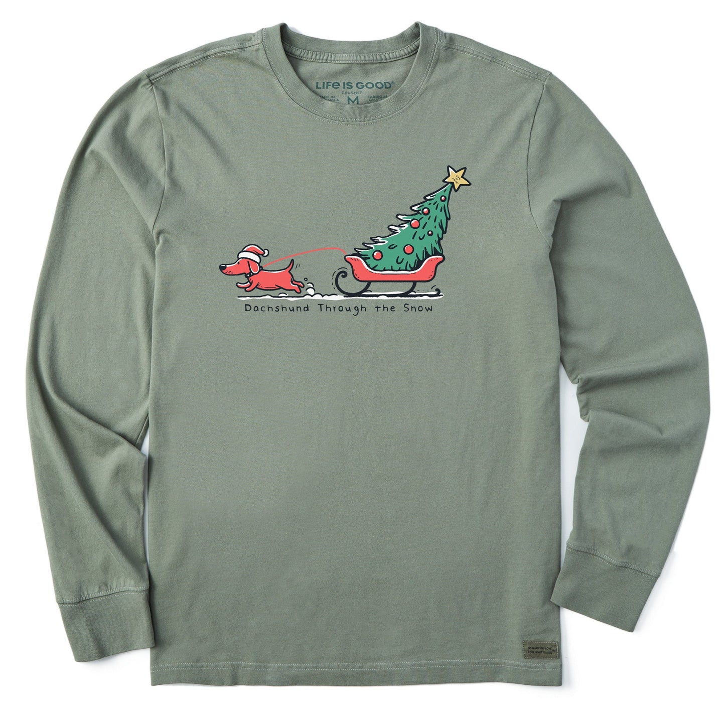 Men's Little Dachshund Through the Snow Long Sleeve Crusher Tee