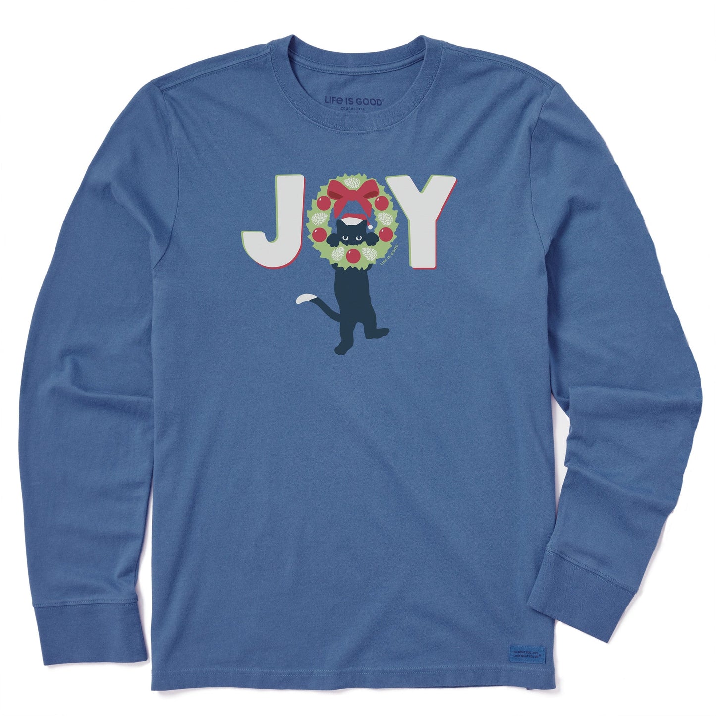 Men's Joy Cat Wreath Long Sleeve Crusher Tee