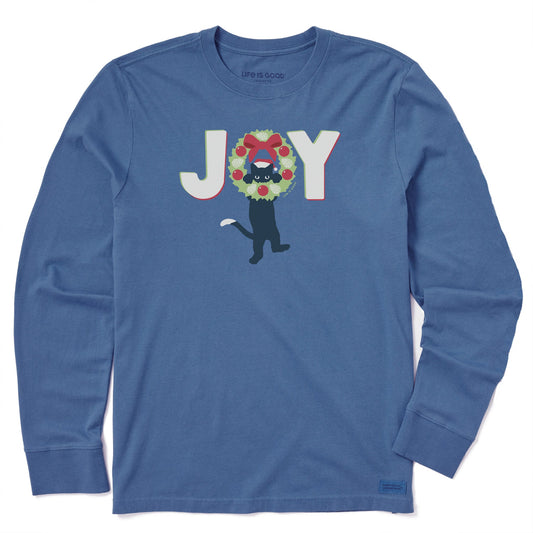 Men's Joy Cat Wreath Long Sleeve Crusher Tee