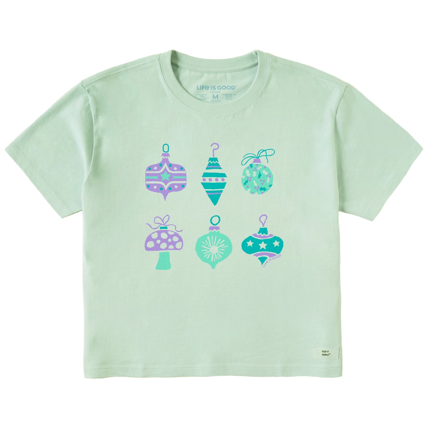 Women's Colorful Ornament Six Pack Short Sleeve Crusher Boxy Tee