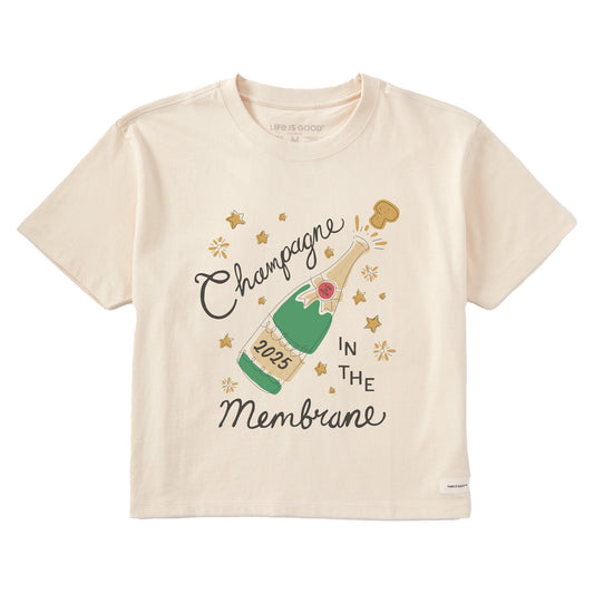 Women's Champagne in the Membrane Short Sleeve Crusher Boxy Tee