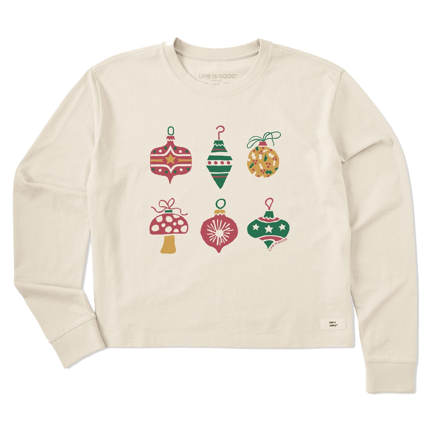 Women's Colorful Ornament Six Pack Long Sleeve Crusher Boxy Tee